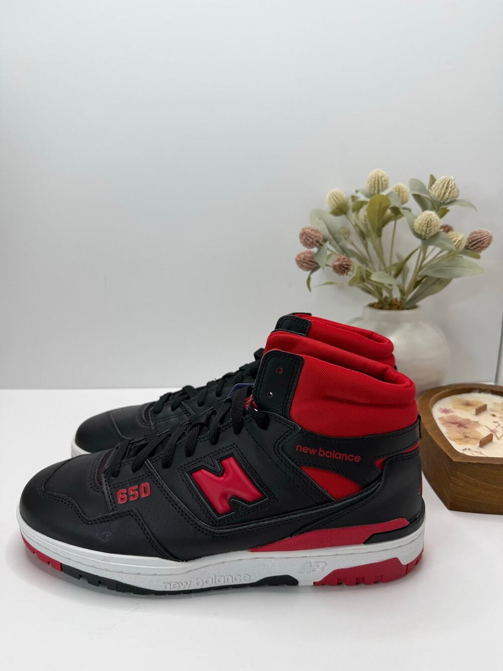 New Balance 650R High Top Sneaker Black/Red BB650RBR Men's 12D Tried On